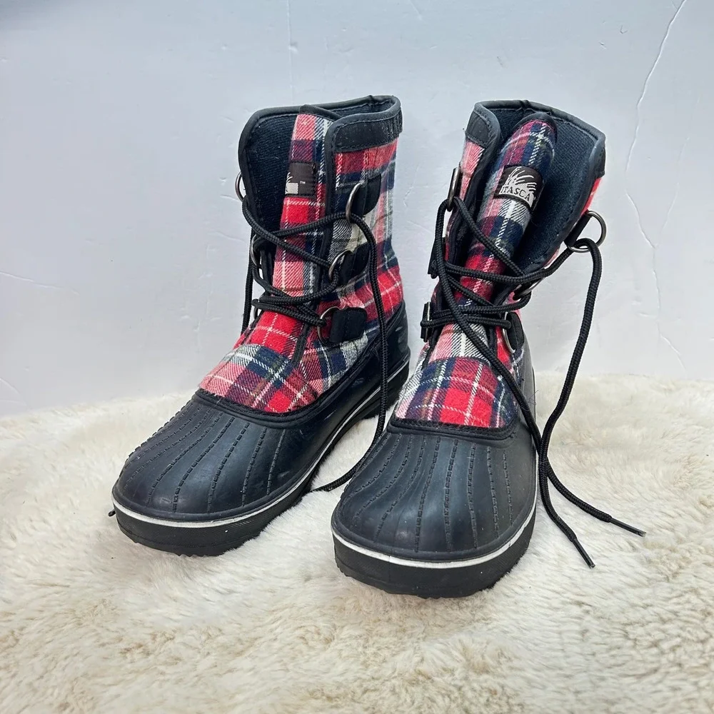 Itasca Women's Plaid Duck Boots Lace Up Red‎ Black Size 7 Winter Snow Boots